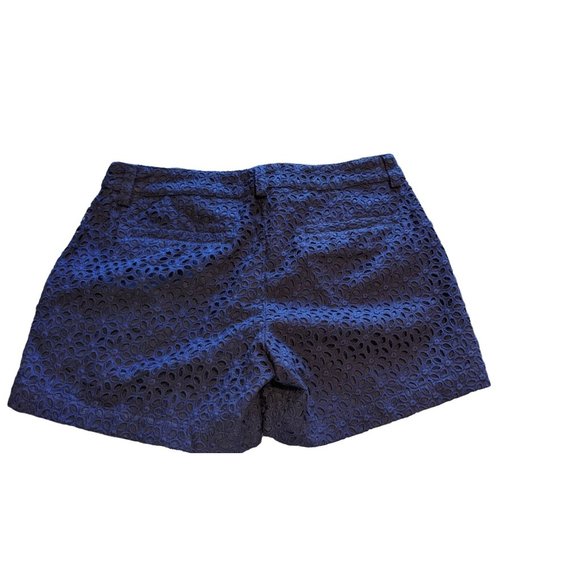 Garnet Hill Women’s Navy Blue Eyelet Cotton Summer Shorts Sz 2 - Picture 2 of 10